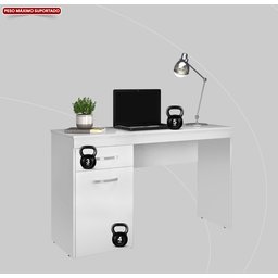 Mesa Escrivaninha Home Office Quarto Sala Escritorio 1 Porta 1 Gaveta Vitoria Cor Branco - 4