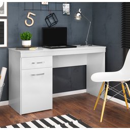 Mesa Escrivaninha Home Office Quarto Sala Escritorio 1 Porta 1 Gaveta Vitoria Cor Branco - 2