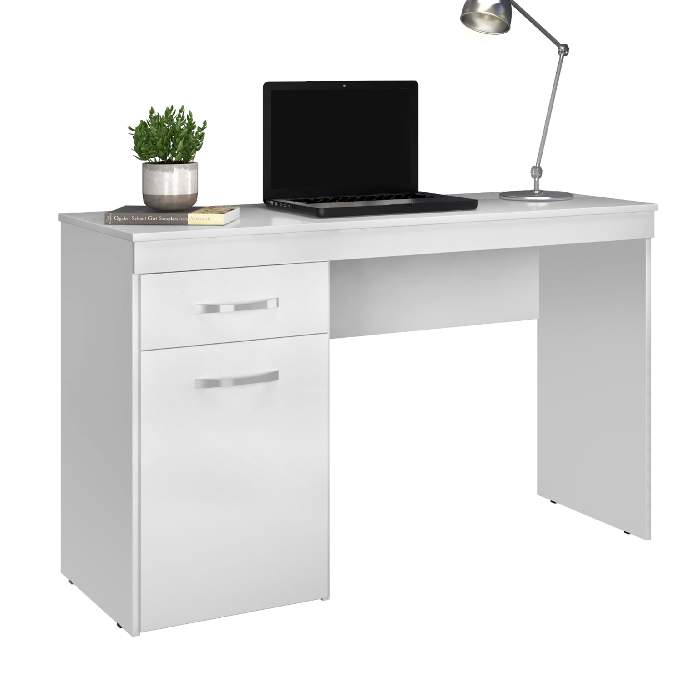 Mesa Escrivaninha Home Office Quarto Sala Escritorio 1 Porta 1 Gaveta Vitoria Cor Branco