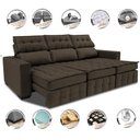 Ver imagem 3 de Sofá Retrátil e Reclinável 2.50m Molas Ensacadas e Costura Tripla Cama inBox Nobre Suede Café