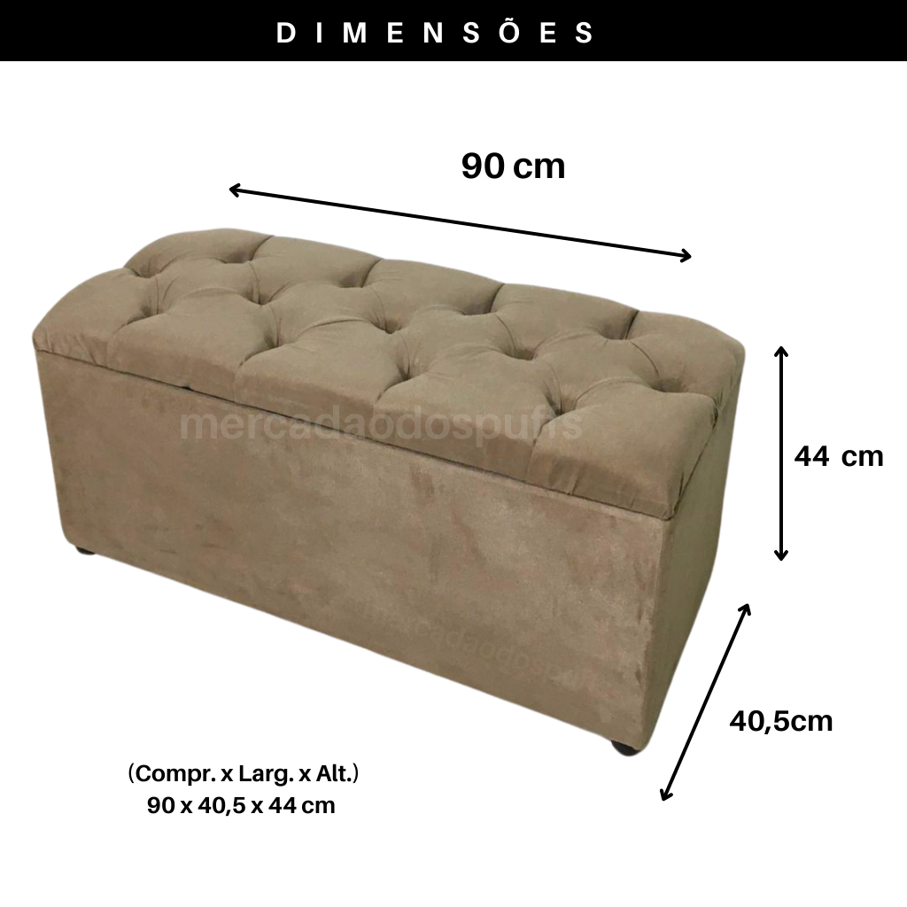 Bau Solteiro Capitonê Pé de Cama Decoração Guarda Objetivos Sapateira - Bege - 2