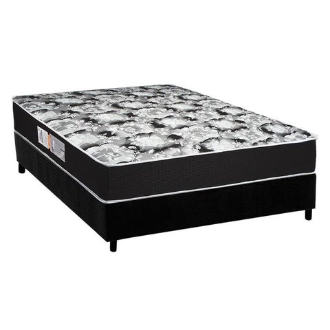 Cama Box Casal: Colchão Espuma D45 Luckspuma Gran Luck + Base CRC Suede Black(138x188)