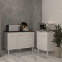 Ver imagem 2 de Balcão para Microondas ou Forno Branco e Armário Bruna 118 Cm Cozinha Gabinete Branco com Tampo Tamp