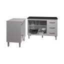 Ver imagem 4 de Balcão para Microondas ou Forno Branco e Armário Bruna 118 Cm Cozinha Gabinete Branco com Tampo Tamp