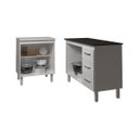 Ver imagem 5 de Balcão para Microondas ou Forno Branco e Armário Bruna 118 Cm Cozinha Gabinete Branco com Tampo Tamp