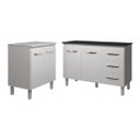 Ver imagem 1 de Balcão para Microondas ou Forno Branco e Armário Bruna 118 Cm Cozinha Gabinete Branco com Tampo Tamp