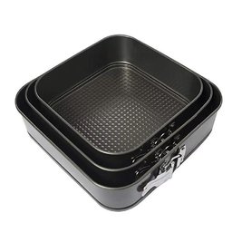 Kit 3 Forma Bolo Torta Fundo Removivel Assadeira Quadrada Antiaderente Multiuso Confeitaria Boleira - 1
