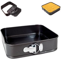 Kit 3 Forma Bolo Torta Fundo Removivel Assadeira Quadrada Antiaderente Multiuso Confeitaria Boleira - 4
