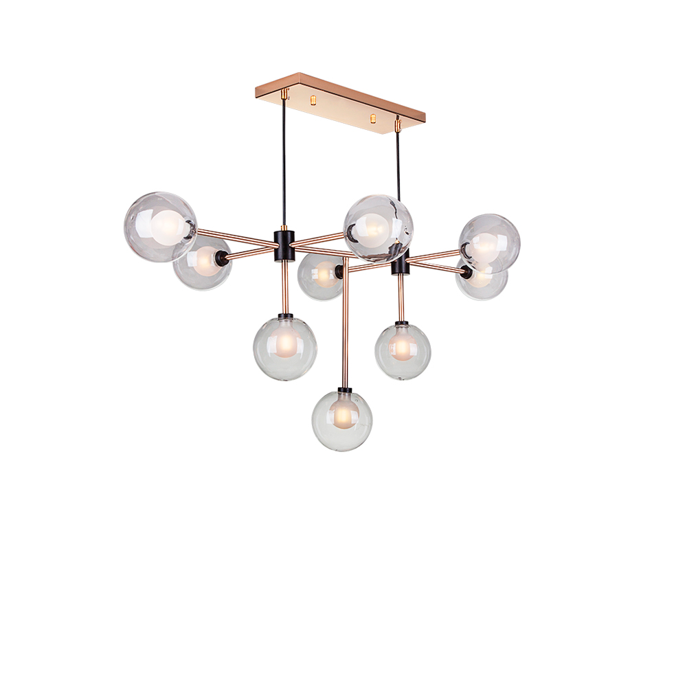 Lustre Pendente para Sala Sputnik Manhattan Moderno 9 Lâmpadas Bivolt:dourado com Preto/110v/220v