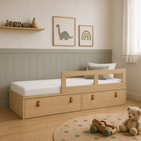 Cama Infantil com Grade e Gavetas Linha Join Quater