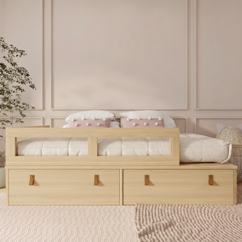 Cama Infantil com Grade e Gavetas Linha Join Quater