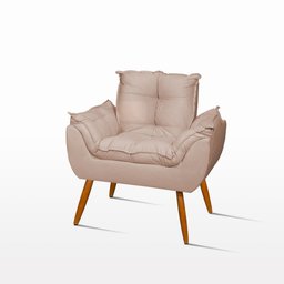 Kit 2 Poltronas Decorativas Opala Suede Pés Palito Bege - 2