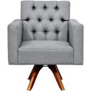 Ver imagem 5 de Poltrona Decorativa Giratória Base de Madeira Manu Capitonê Linho Cinza Escuro - Lyam Decor