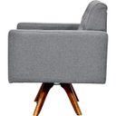 Ver imagem 6 de Poltrona Decorativa Giratória Base de Madeira Manu Capitonê Linho Cinza Escuro - Lyam Decor