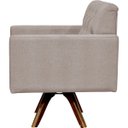 Ver imagem 5 de Kit 2 Poltronas Decorativas Giratória Sala Base de Madeira Manu Capitonê Linho Bege - Lyam Decor