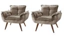 Ver imagem 1 de Kit 2 Poltronas Sala Recepção Escritório Opala Capuccino Suede