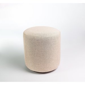 Puff Perse Decorativo Tecido Linho Banqueta Redondo