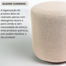 Puff Perse Decorativo Tecido Linho Banqueta Redondo - 5