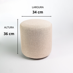 Puff Perse Decorativo Tecido Linho Banqueta Redondo - 3