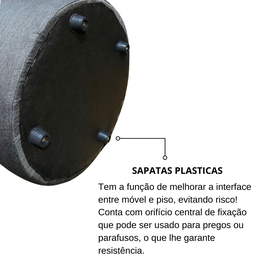 Puff Perse Decorativo Tecido Linho Banqueta Redondo - 5