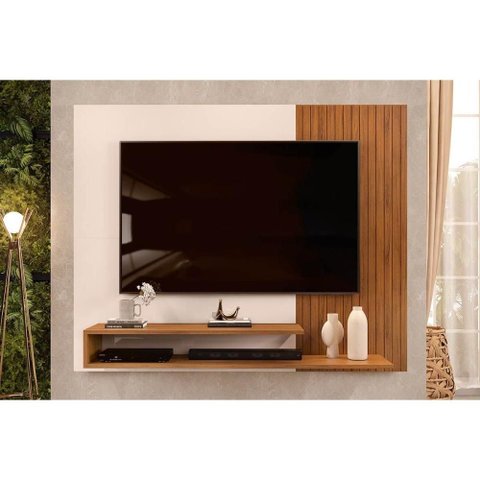 Painel Home Quarto p/ TV 50 pol Nando 136cm Freijó/White DJ Móveis