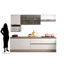 Ver imagem 1 de Cozinha Etna Completa Balcão P/cooktop 4/5 Bocas, Nicho P/ Microondas-carvalho Oak/off White Poliman