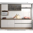 Ver imagem 2 de Cozinha Etna Completa Balcão P/cooktop 4/5 Bocas, Nicho P/ Microondas-carvalho Oak/off White Poliman