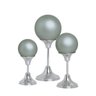 Trio Esfera Com Pedestal Alumínio Decoração Cerâmica Cinza Fosco - 1