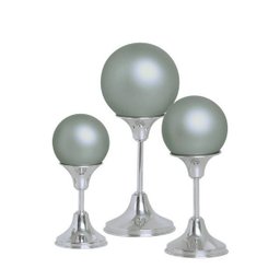 Trio Esfera Com Pedestal Alumínio Decoração Cerâmica Cinza Fosco - 1 Trio Esfera Com Pedestal Alumínio Decoração Cerâmica Cinza Fosco - 1