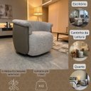 Ver imagem 6 de Poltrona Giratoria Orgânica Confortável Redonda Anatômica Sala Quarto Recepção Boucle Cinza Courino