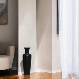 Vaso de Chão Madri Decoração em Cerâmica Preto Fosco - 7