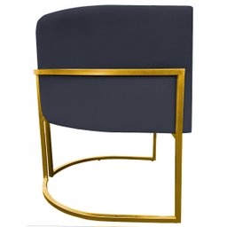 Poltrona Decorativa Para Sala Recepção Escritório Luna Suede Base de Ferro Dourada - 4