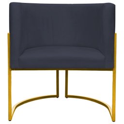 Poltrona Decorativa Para Sala Recepção Escritório Luna Suede Base de Ferro Dourada - 3