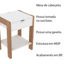 Ver imagem 3 de Mesa de Cabeçeira para Quarto Decorativa AZ1016 MDP Amendoa/Branco - Gran Belo