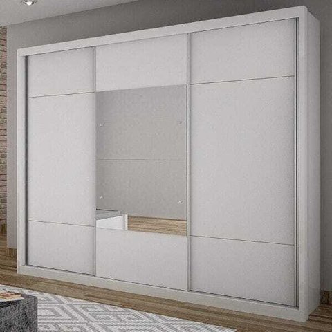 Guarda-Roupa Casal com Espelho 3 Portas de Correr Elegance