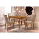 Ver imagem 1 de Conjunto: Mesa Sala Jantar Londrina Curvo 120cm + 4 Cadeiras Dakota Naturale - Linho Capuccino