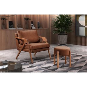 Poltrona Mona Luxo Madeira Maciça Tecido Corino