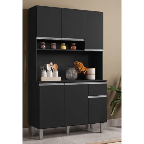 Armário de Cozinha Kit Márcia Preto Fosco Ajl