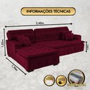 Ver imagem 2 de Sofá Retrátil e Chaise Orlando 240x150 Chumbo