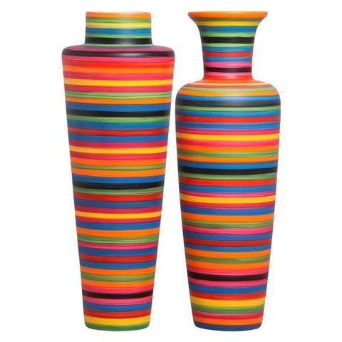 Dupla Vaso De Chão Paris E Madri Cerâmica Colors
