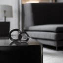 Ver imagem 5 de Dupla Escultura Anel Decoração em Cerâmica Preto Fosco