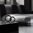 Ver imagem 4 de Dupla Escultura Anel Decoração em Cerâmica Preto Fosco