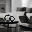 Ver imagem 2 de Dupla Escultura Anel Decoração em Cerâmica Preto Fosco