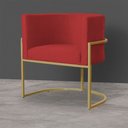 Ver imagem 4 de Kit 6 Poltronas Decorativa Sala de Estar Luana Base Gold Suede Vermelho - Montanaris Decor Md Montan