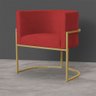 Kit 6 Poltronas Decorativa Sala de Estar Luana Base Gold Suede Vermelho - Montanaris Decor Md Montan - 4