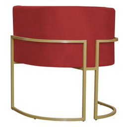 Kit 6 Poltronas Decorativa Sala de Estar Luana Base Gold Suede Vermelho - Montanaris Decor Md Montan - 3
