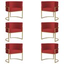 Ver imagem 1 de Kit 6 Poltronas Decorativa Sala de Estar Luana Base Gold Suede Vermelho - Montanaris Decor Md Montan