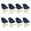 Ver imagem 1 de Kit 08 Cadeiras Poltrona de Jantar Bela Veludo Azul Marinho Base Metálica Industrial Dourado - Palla