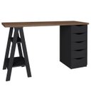 Ver imagem 1 de Mesa para Escritório Escrivaninha Home Office 5 Gavetas Spirit Nogal Preto - Lyam Decor