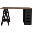 Ver imagem 4 de Mesa para Escritório Escrivaninha Home Office 5 Gavetas Spirit Nogal Preto - Lyam Decor